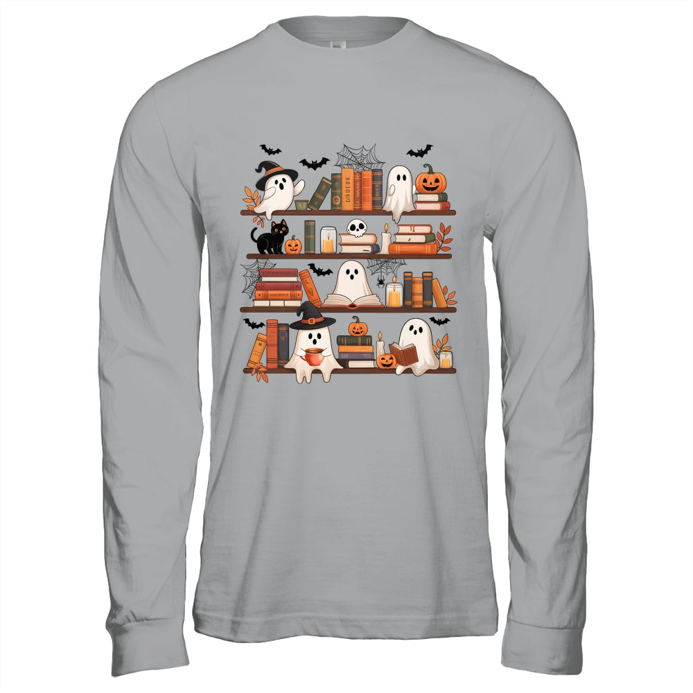 Retro Ghosts Reading Book Halloween Bookshelf Spooky Library Shirt & Hoodie | teecentury