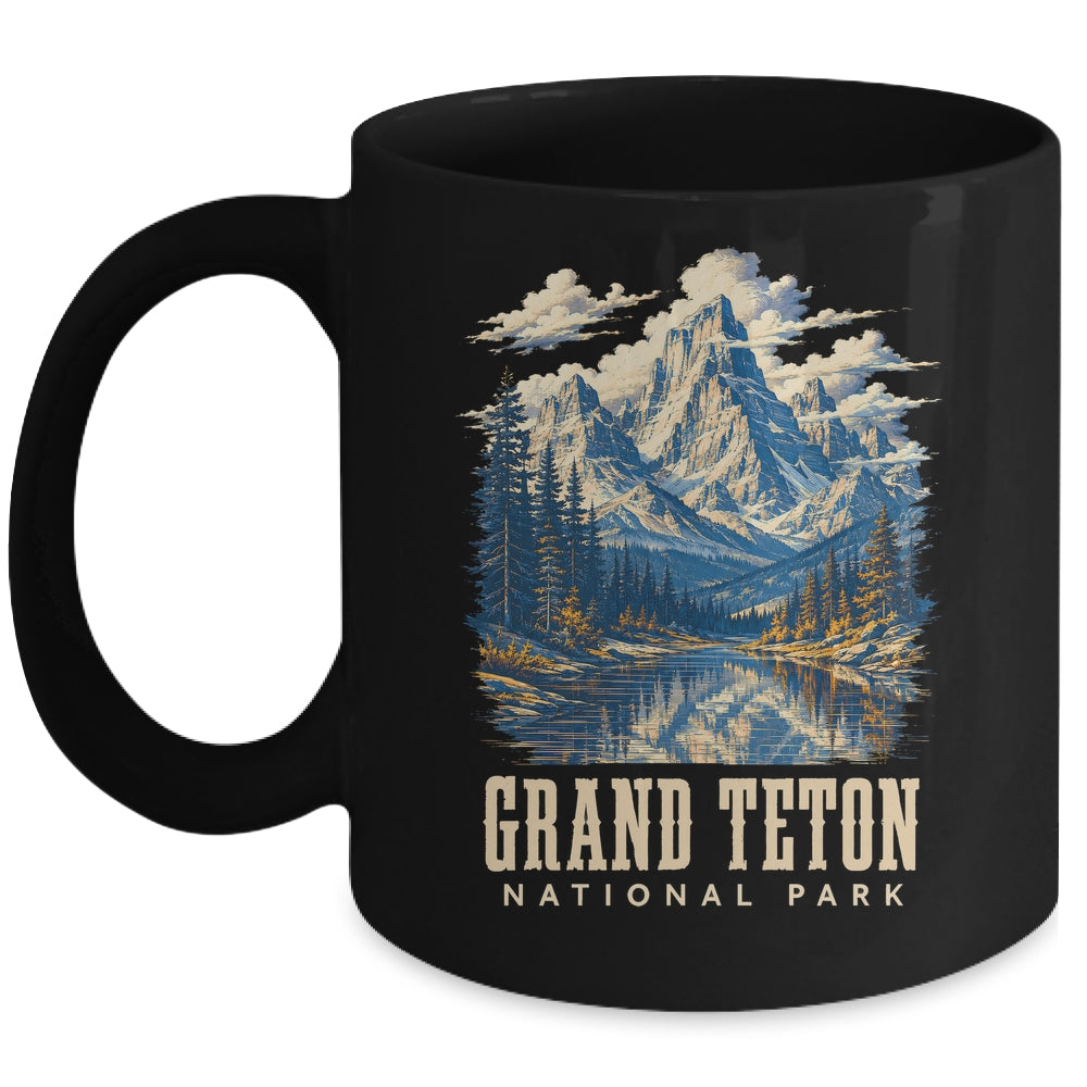 Retro Grand Teton Jenny Lake National Park Vintage Men Women Mug | teecentury