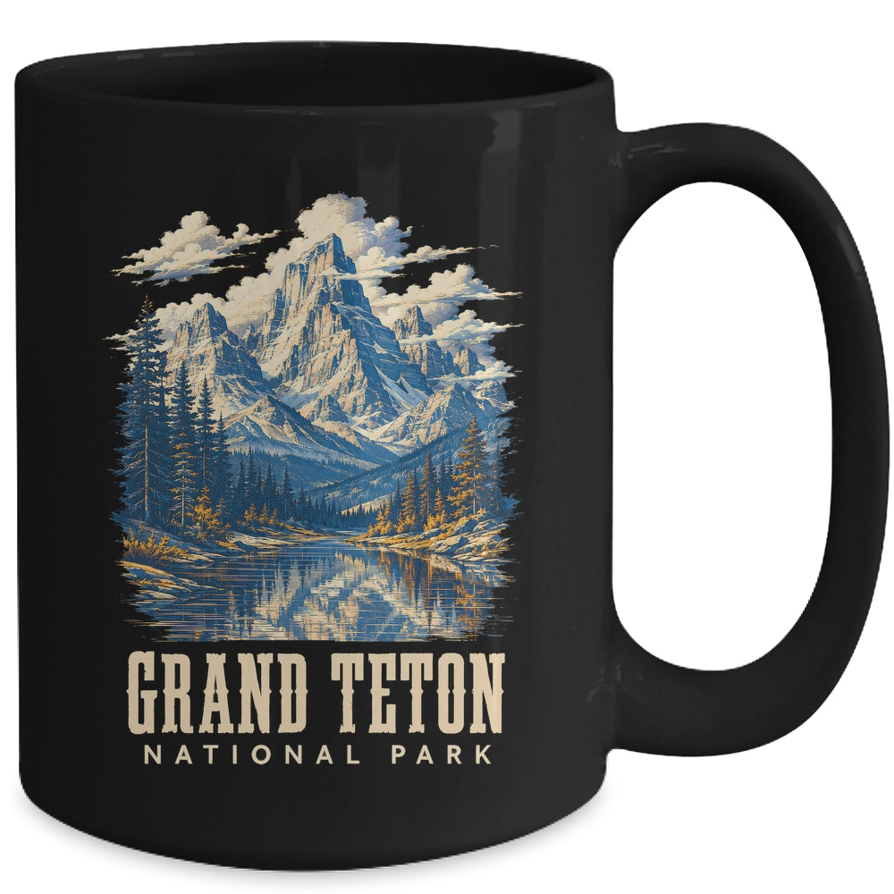 Retro Grand Teton Jenny Lake National Park Vintage Men Women Mug | teecentury