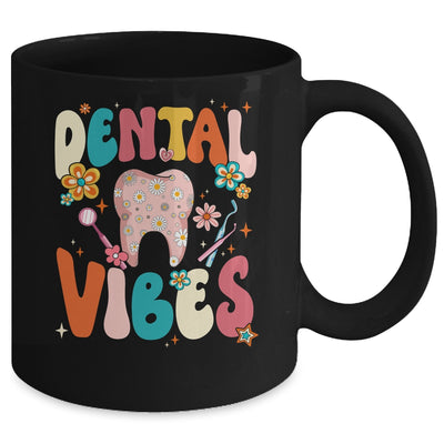 Retro Groovy Dental Vibes Funny Dentist Hygienist Women Mug | teecentury