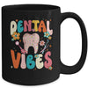 Retro Groovy Dental Vibes Funny Dentist Hygienist Women Mug | teecentury
