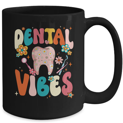 Retro Groovy Dental Vibes Funny Dentist Hygienist Women Mug | teecentury