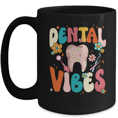 Retro Groovy Dental Vibes Funny Dentist Hygienist Women Mug | teecentury