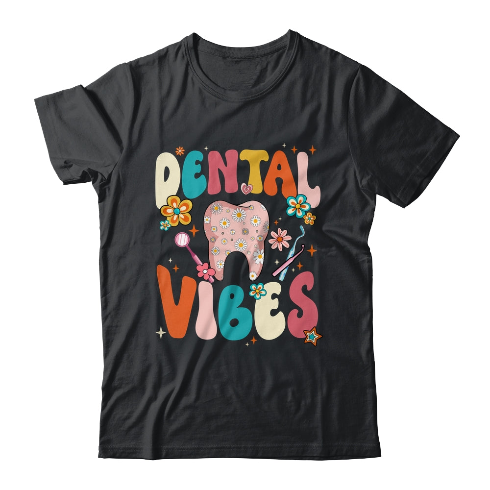 Retro Groovy Dental Vibes Funny Dentist Hygienist Women Shirt & Hoodie | teecentury
