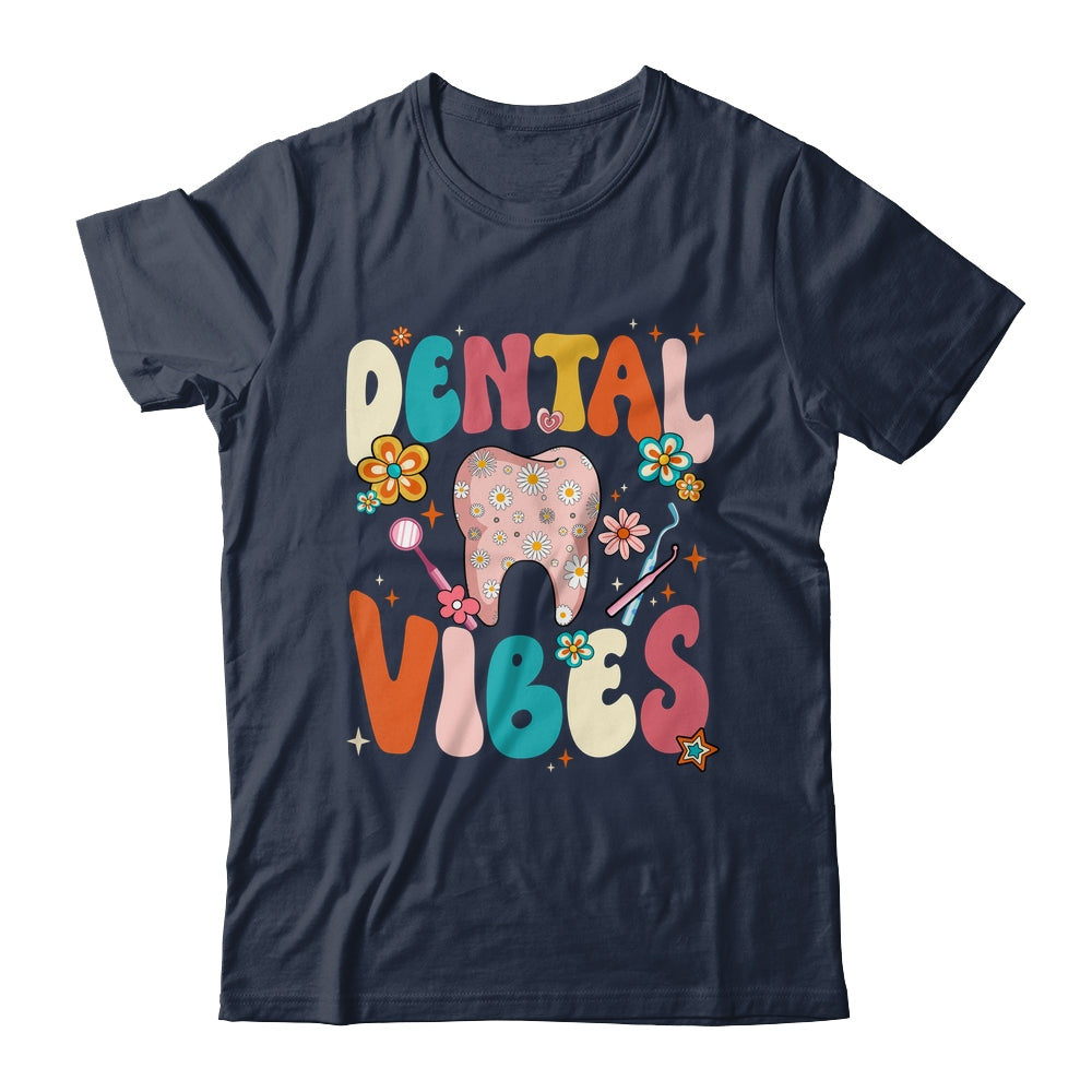 Retro Groovy Dental Vibes Funny Dentist Hygienist Women Shirt & Hoodie | teecentury