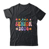 Retro Groovy Flower Senior 24 Class Of 2024 Graduation Shirt & Tank Top | teecentury