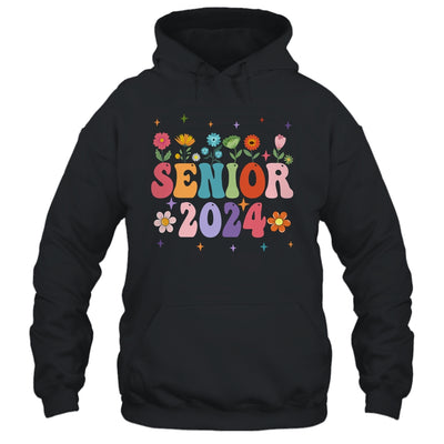 Retro Groovy Flower Senior 24 Class Of 2024 Graduation Shirt & Tank Top | teecentury