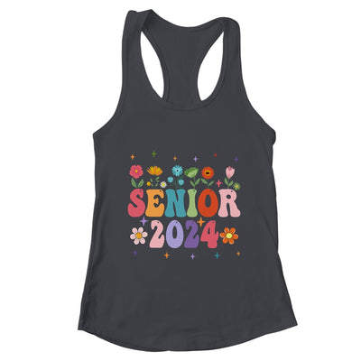 Retro Groovy Flower Senior 24 Class Of 2024 Graduation Shirt & Tank Top | teecentury