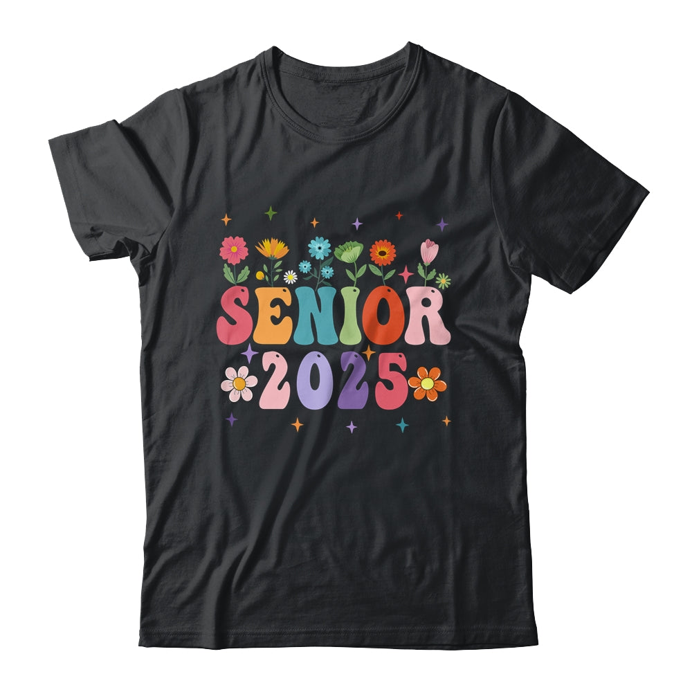 Retro Groovy Flower Senior 25 Class Of 2025 Graduation Shirt & Tank Top | teecentury