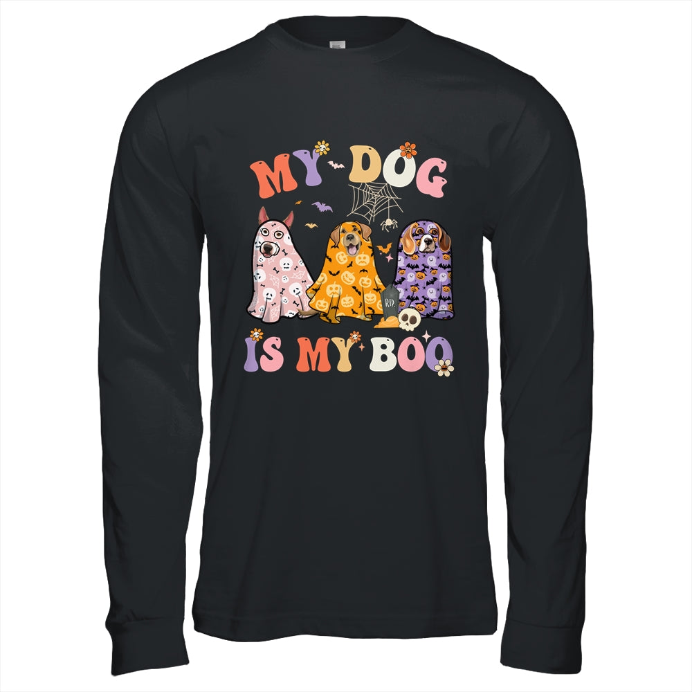 Retro Groovy My Dog Is My Boo Ghost Halloween Spooky Season Shirt & Hoodie | teecentury