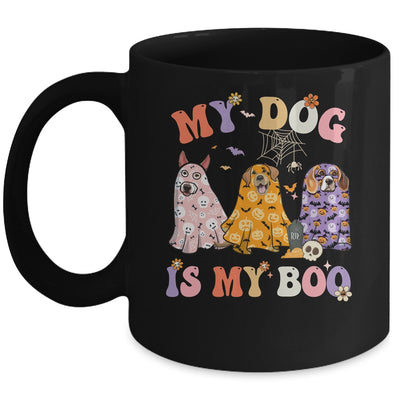 Retro Groovy My Dog Is My Boo Ghost Halloween Spooky Season Mug | teecentury