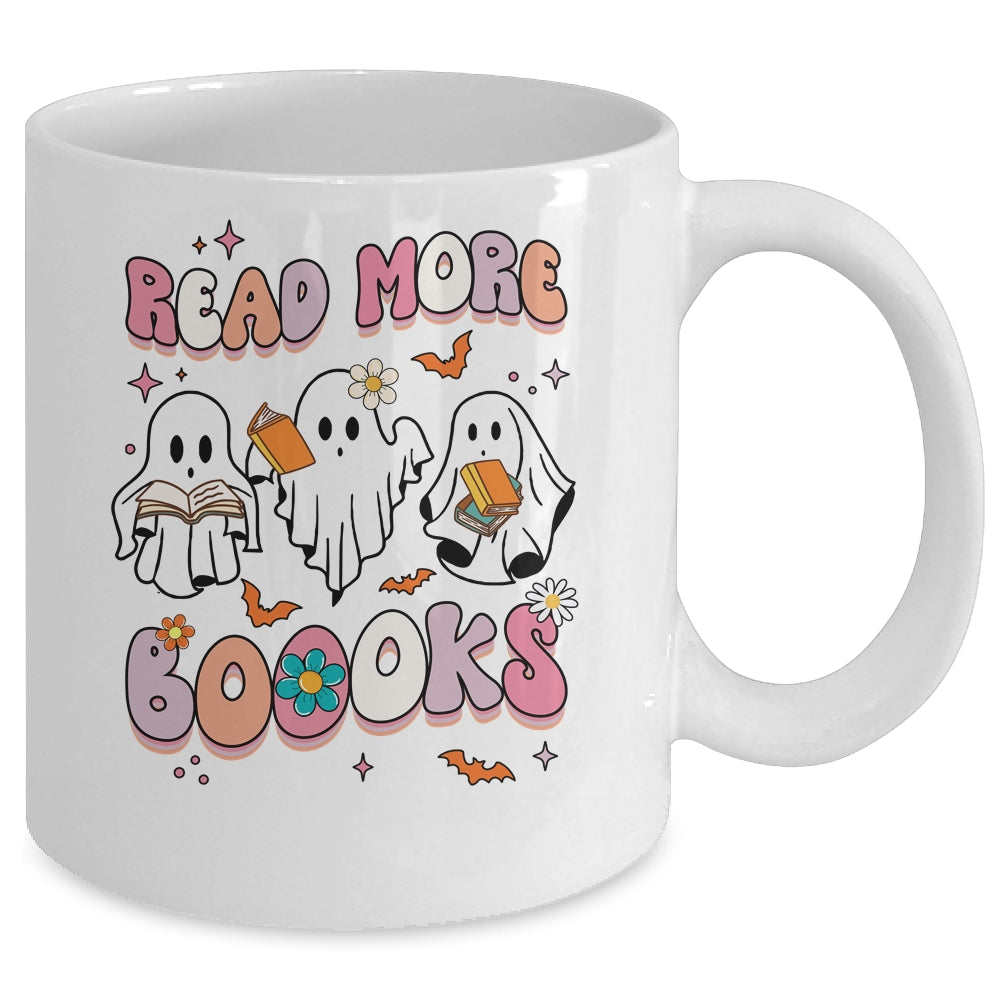 Retro Groovy Read More Books Ghost Boo Funny Halloween Mug | teecentury