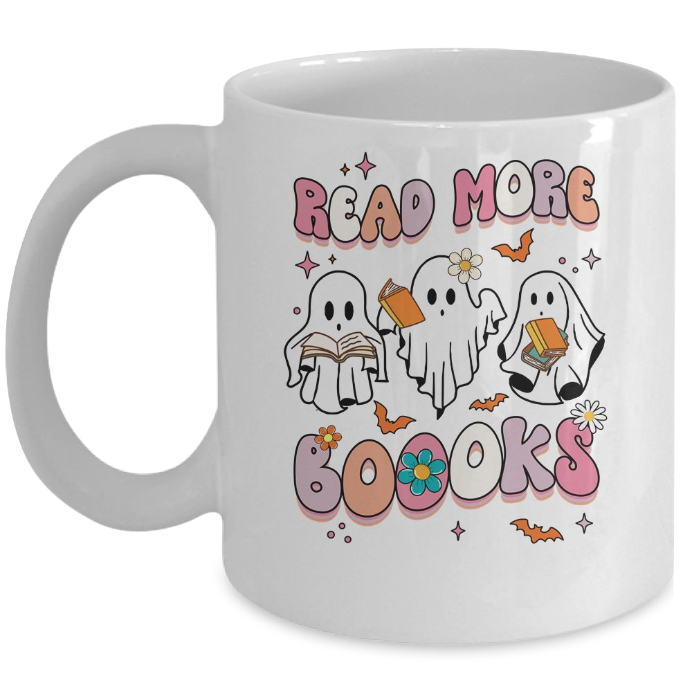 Retro Groovy Read More Books Ghost Boo Funny Halloween Mug | teecentury