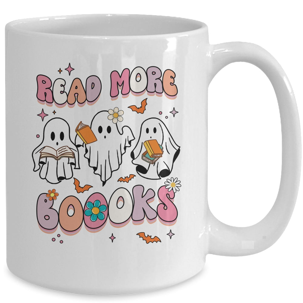 Retro Groovy Read More Books Ghost Boo Funny Halloween Mug | teecentury