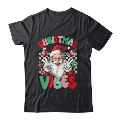 Retro Groovy Santa Claus Christmas Vibes Womens Girls Shirt & Sweatshirt | teecentury