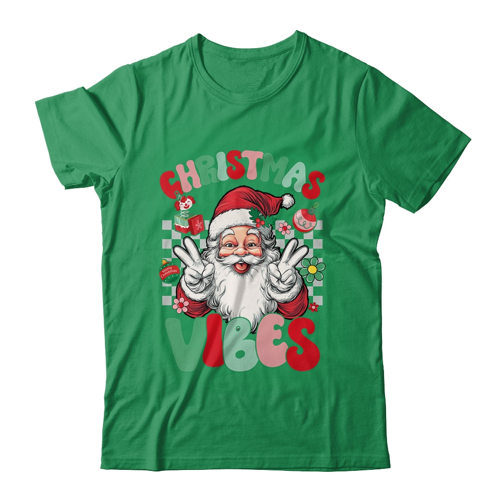 Retro Groovy Santa Claus Christmas Vibes Womens Girls Shirt & Sweatshirt | teecentury