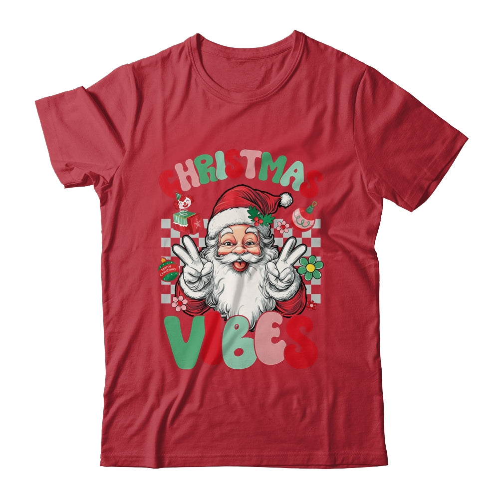 Retro Groovy Santa Claus Christmas Vibes Womens Girls Shirt & Sweatshirt | teecentury