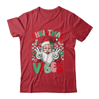 Retro Groovy Santa Claus Christmas Vibes Womens Girls Shirt & Sweatshirt | teecentury