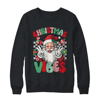 Retro Groovy Santa Claus Christmas Vibes Womens Girls Shirt & Sweatshirt | teecentury