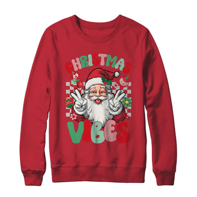 Retro Groovy Santa Claus Christmas Vibes Womens Girls Shirt & Sweatshirt | teecentury