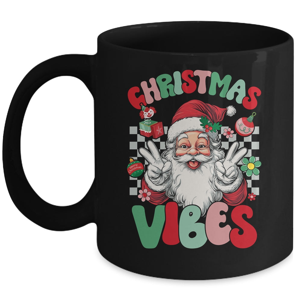 Retro Groovy Santa Claus Christmas Vibes Womens Girls Mug | teecentury