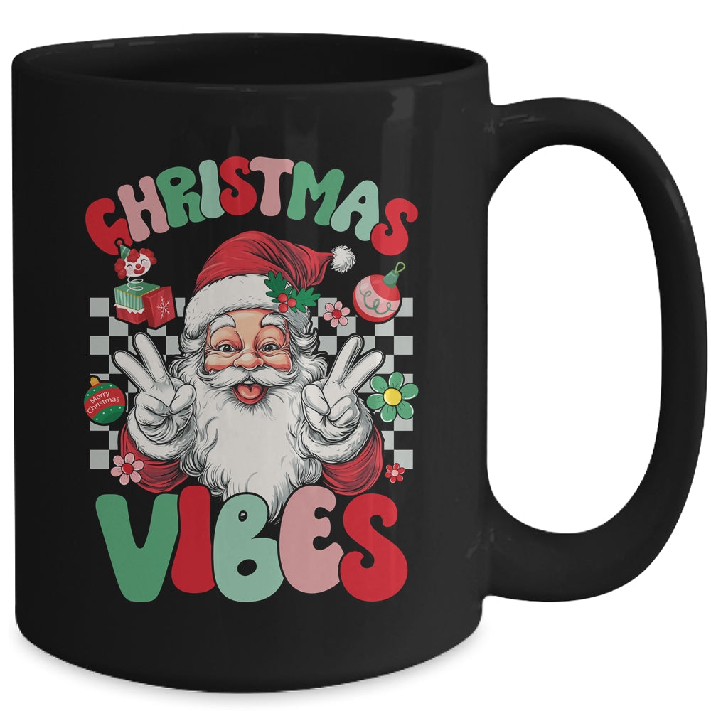 Retro Groovy Santa Claus Christmas Vibes Womens Girls Mug | teecentury