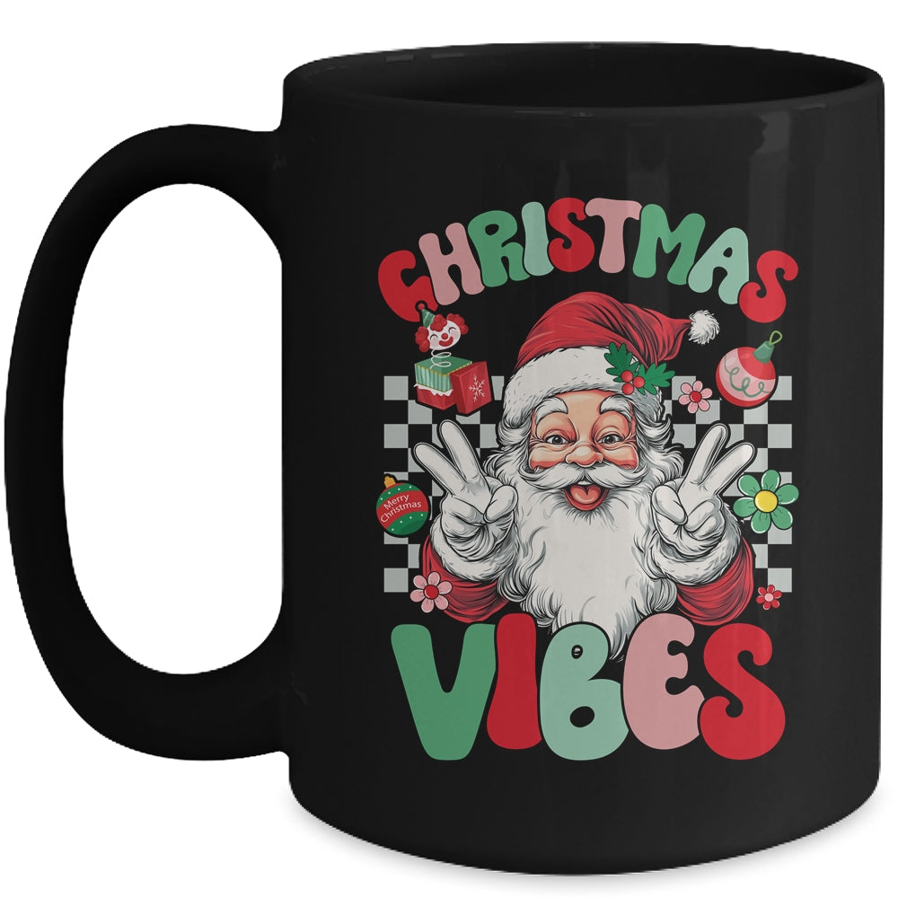 Retro Groovy Santa Claus Christmas Vibes Womens Girls Mug | teecentury