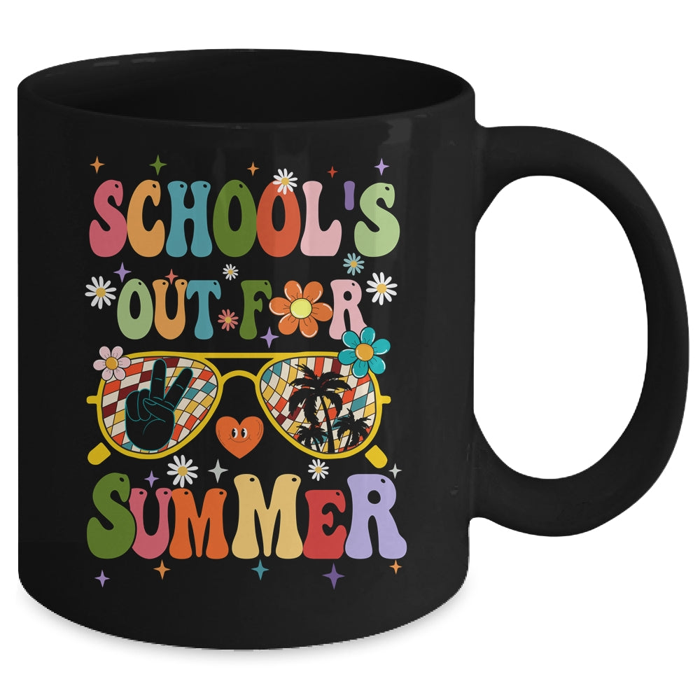 Retro Groovy Schools Out For Summer Graduation Teacher Kids Mug | teecentury