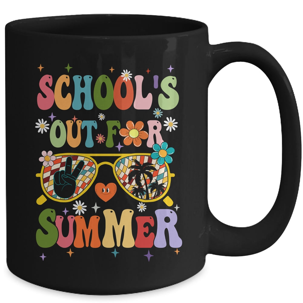Retro Groovy Schools Out For Summer Graduation Teacher Kids Mug | teecentury