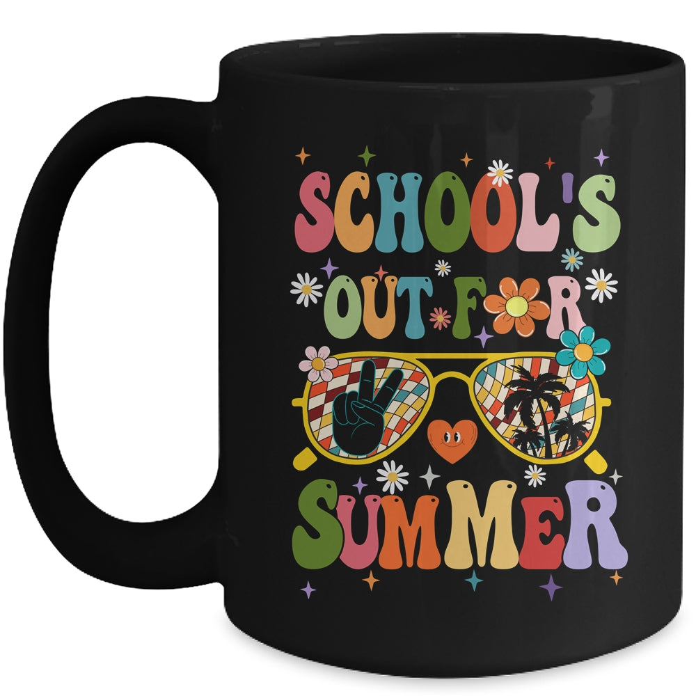 Retro Groovy Schools Out For Summer Graduation Teacher Kids Mug | teecentury