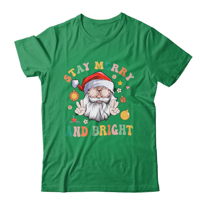 Retro Groovy Stay Merry Bright Christmas Cute Santa Claus Shirt & Sweatshirt | teecentury