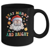 Retro Groovy Stay Merry Bright Christmas Cute Santa Claus Mug | teecentury