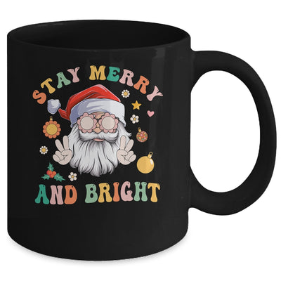 Retro Groovy Stay Merry Bright Christmas Cute Santa Claus Mug | teecentury