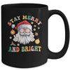 Retro Groovy Stay Merry Bright Christmas Cute Santa Claus Mug | teecentury