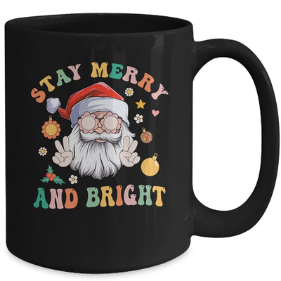 Retro Groovy Stay Merry Bright Christmas Cute Santa Claus Mug | teecentury