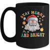Retro Groovy Stay Merry Bright Christmas Cute Santa Claus Mug | teecentury
