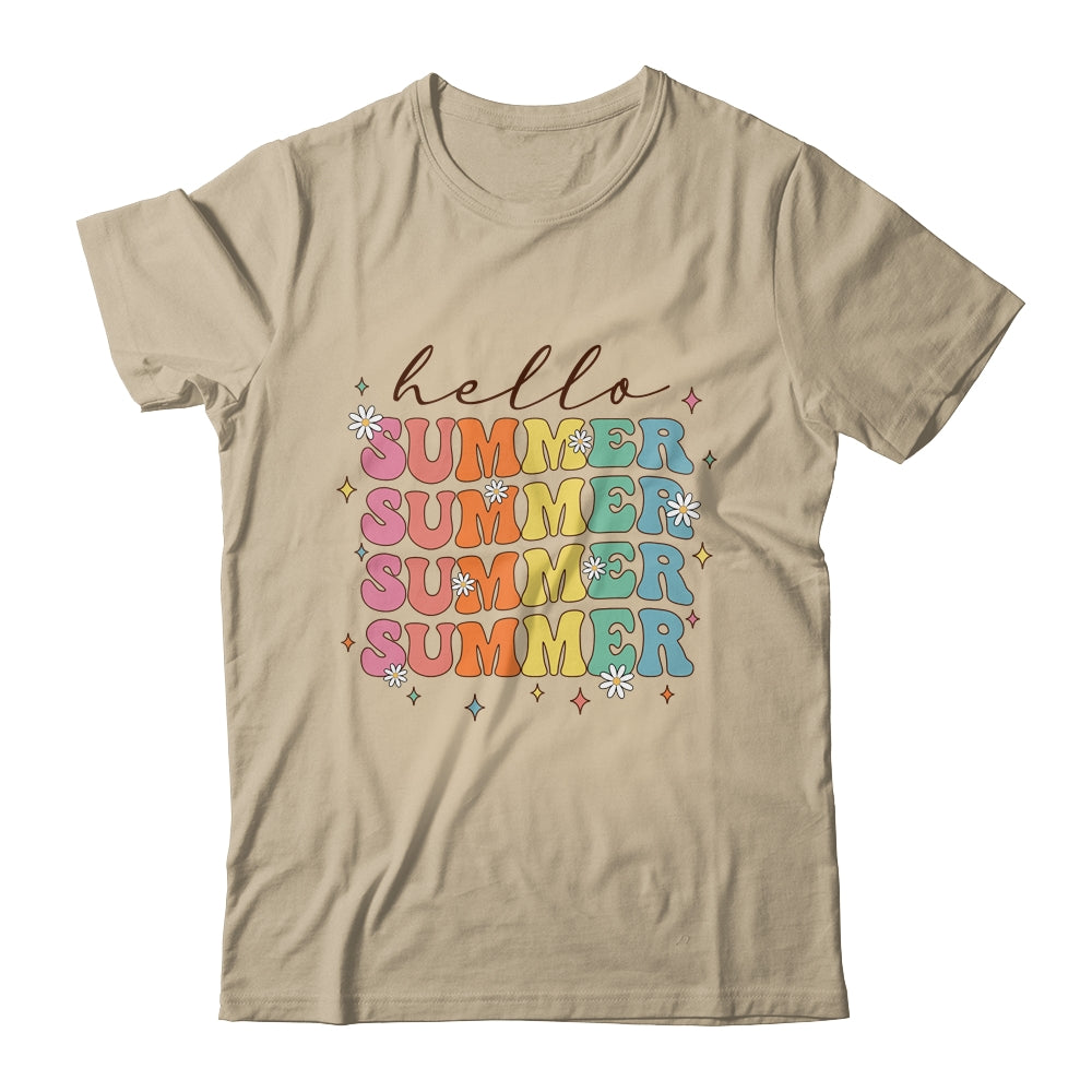 Retro Groovy Summer Women Girls Kids Hello Summer Vacation Shirt & Tank Top | teecentury