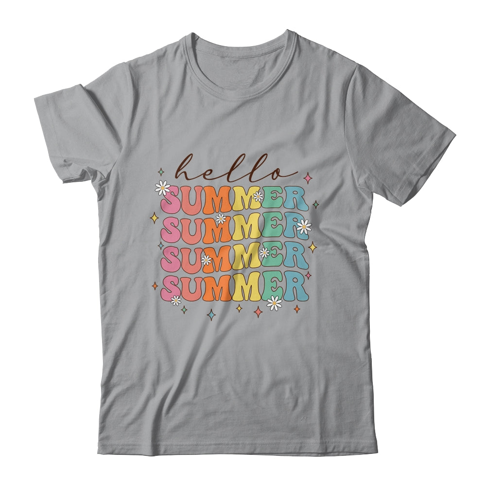 Retro Groovy Summer Women Girls Kids Hello Summer Vacation Shirt & Tank Top | teecentury