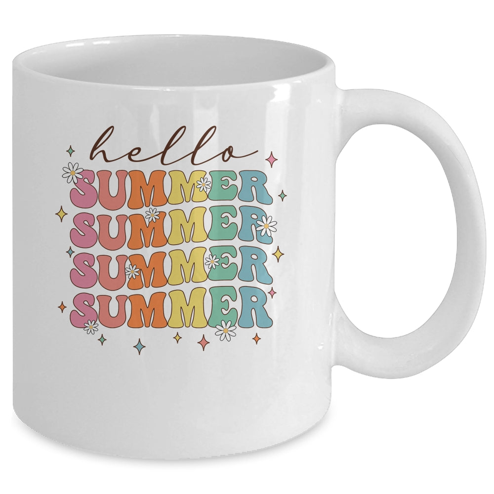 Retro Groovy Summer Women Girls Kids Hello Summer Vacation Mug | teecentury