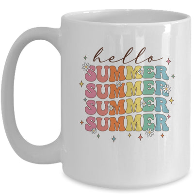 Retro Groovy Summer Women Girls Kids Hello Summer Vacation Mug | teecentury