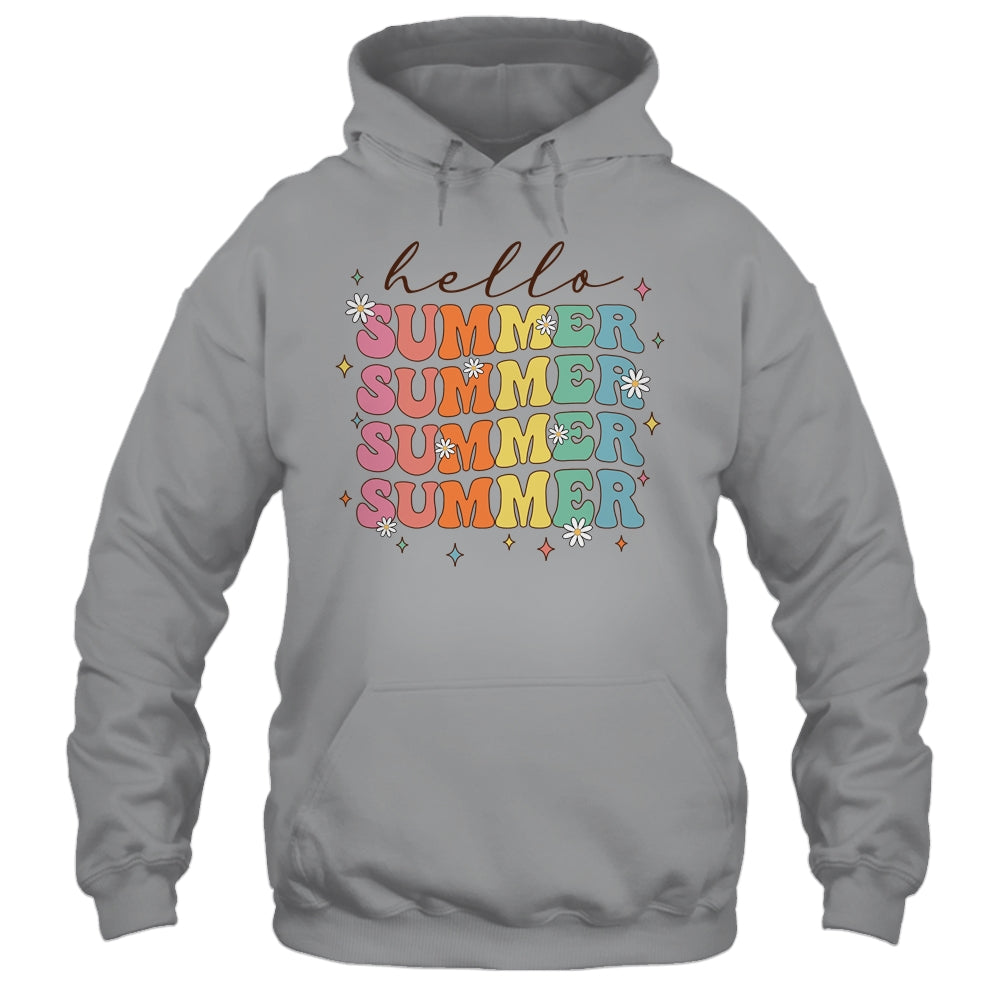 Retro Groovy Summer Women Girls Kids Hello Summer Vacation Shirt & Tank Top | teecentury