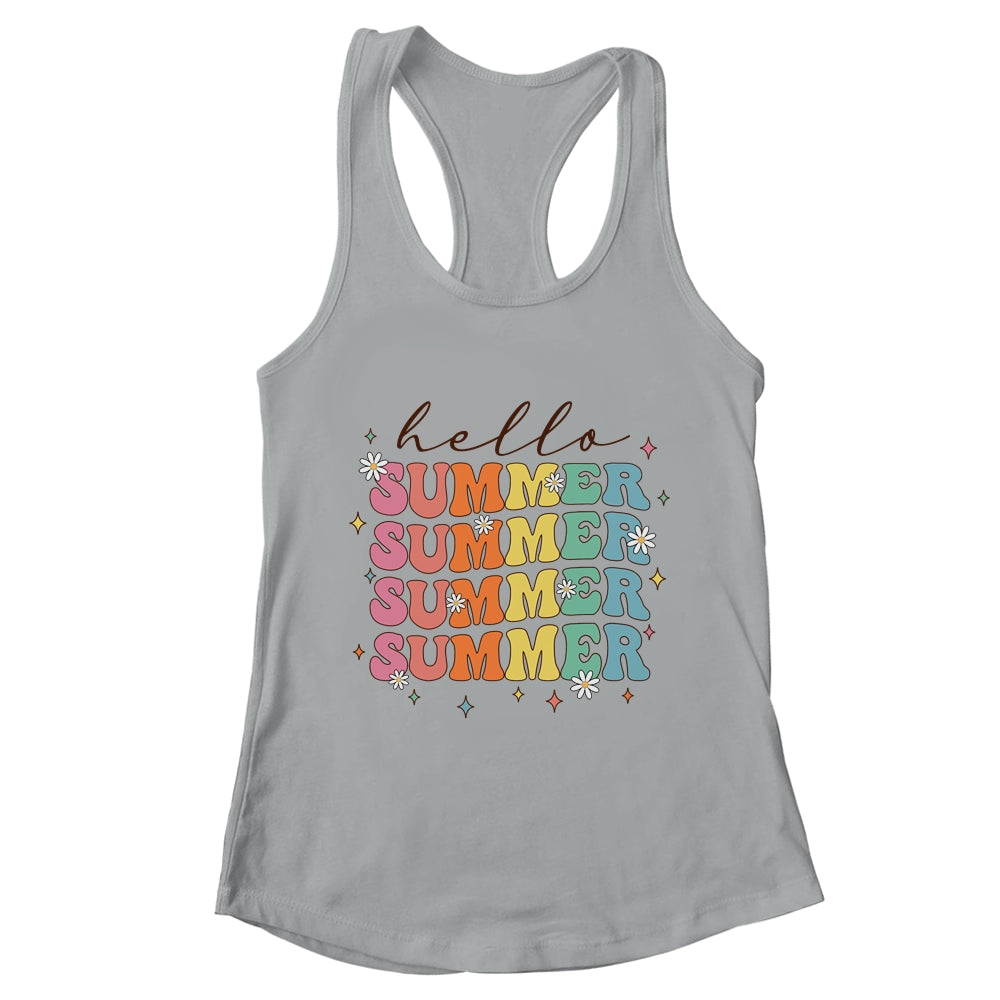 Retro Groovy Summer Women Girls Kids Hello Summer Vacation Shirt & Tank Top | teecentury