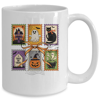 Retro Halloween Cat Ghost Girly Halloween Spooky Season Mug | teecentury