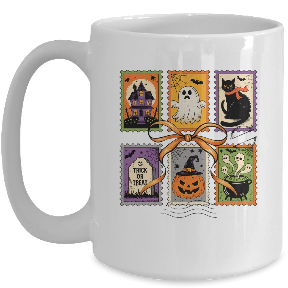Retro Halloween Cat Ghost Girly Halloween Spooky Season Mug | teecentury