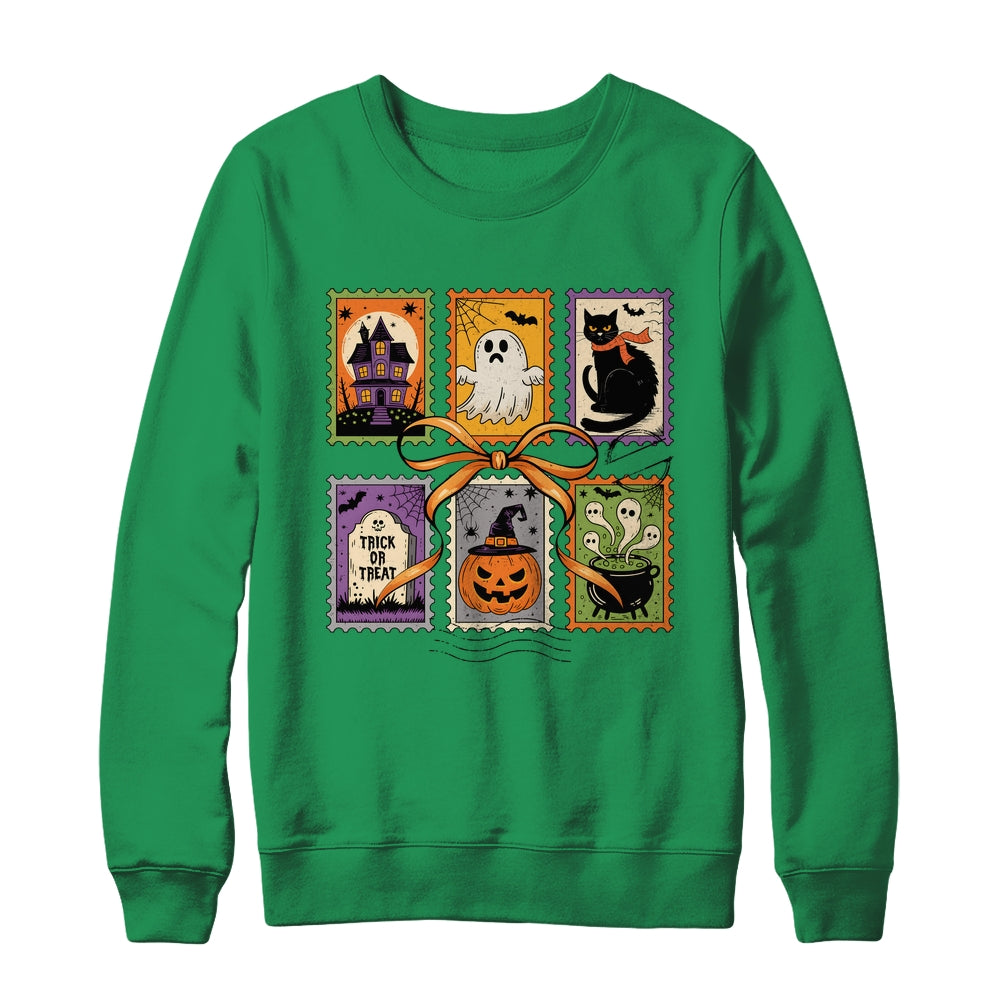 Retro Halloween Cat Ghost Girly Halloween Spooky Season Shirt & Sweatshirt | teecentury