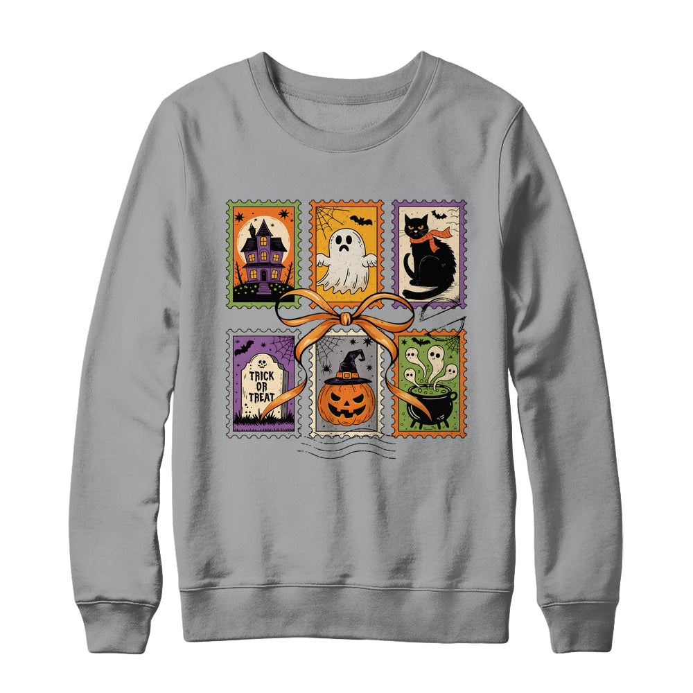 Retro Halloween Cat Ghost Girly Halloween Spooky Season Shirt & Sweatshirt | teecentury