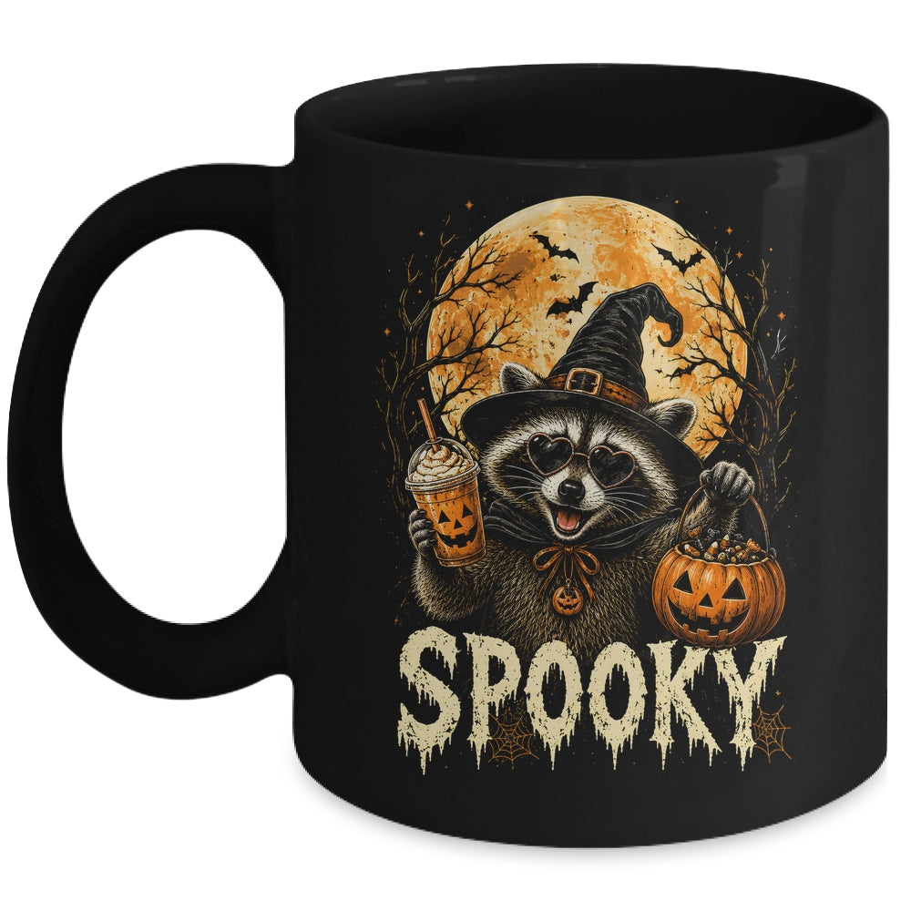 Retro Halloween Raccoon Witch Hat Funny Spooky Season Humor Mug | teecentury