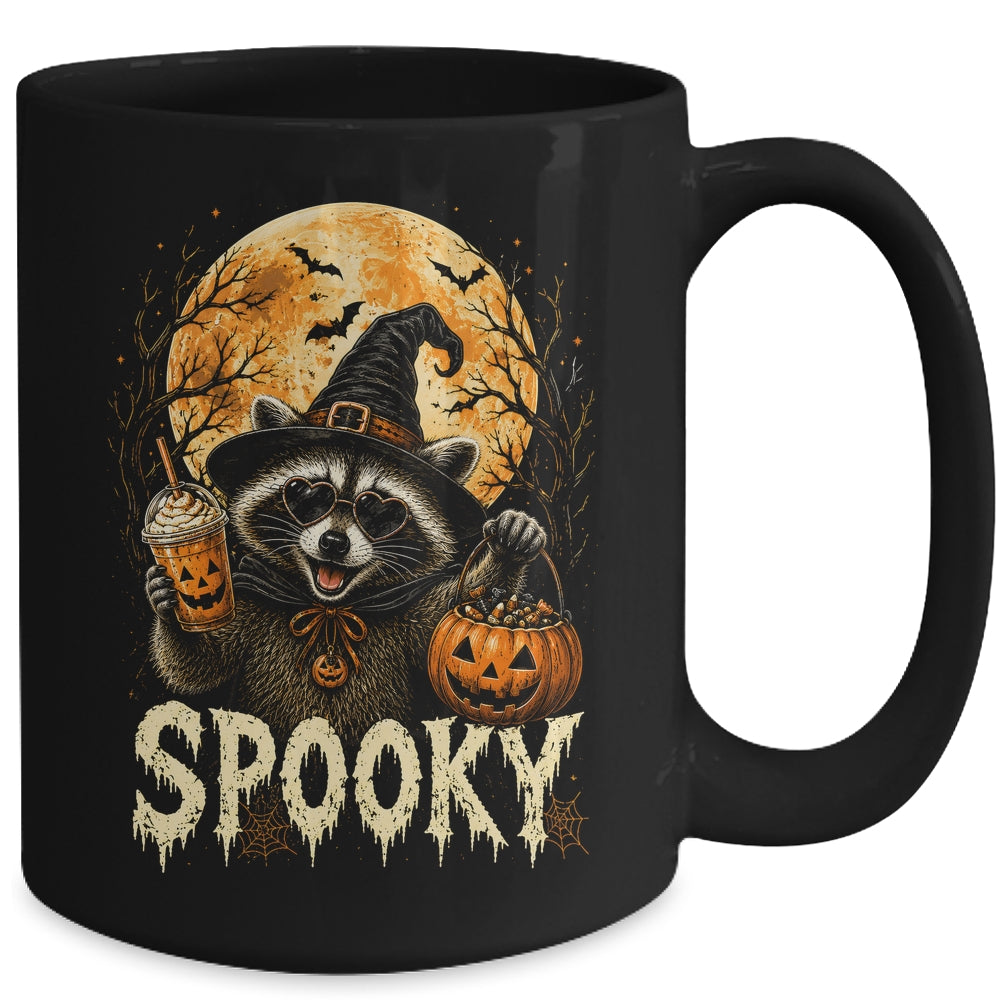 Retro Halloween Raccoon Witch Hat Funny Spooky Season Humor Mug | teecentury