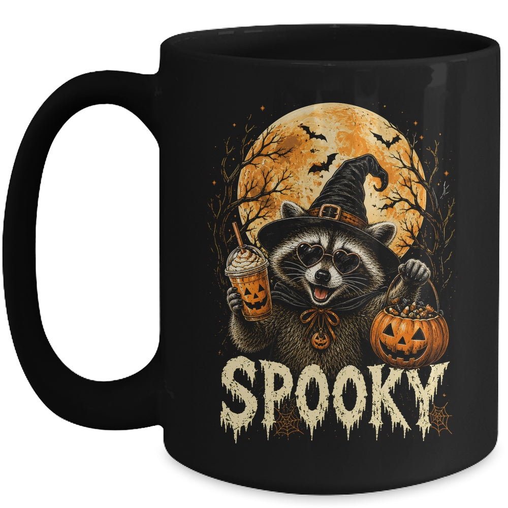 Retro Halloween Raccoon Witch Hat Funny Spooky Season Humor Mug | teecentury