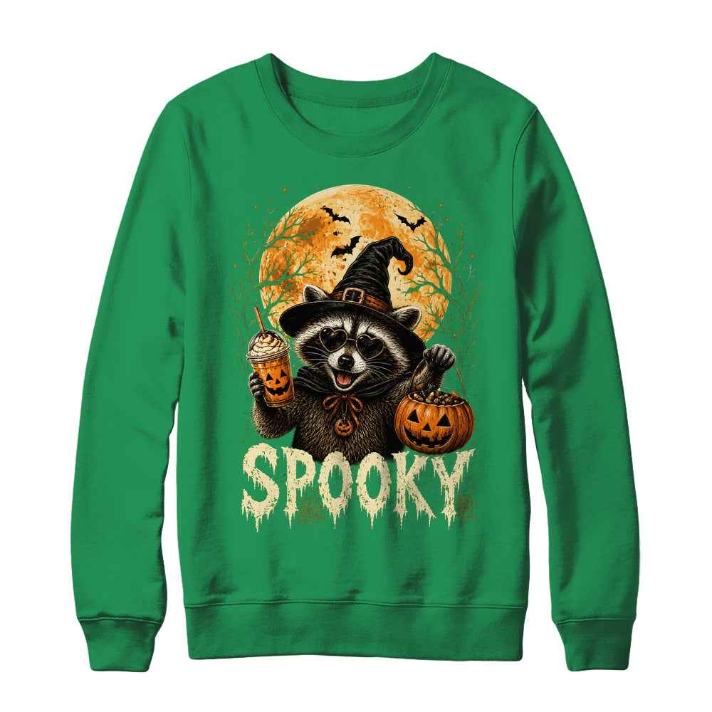 Retro Halloween Raccoon Witch Hat Funny Spooky Season Humor Shirt & Sweatshirt | teecentury